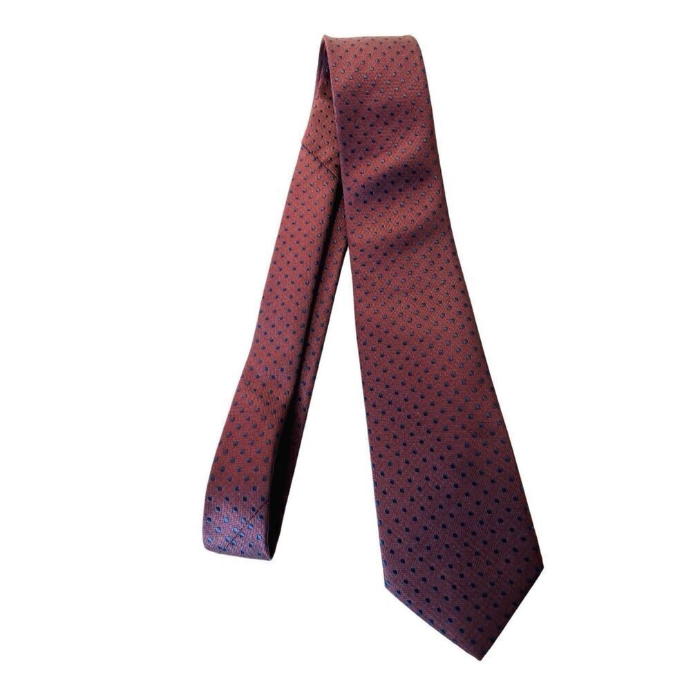 Ramsey Swiss Dot 59" x 3.25" Polyester Hand Made Burgundy Dot Necktie Tie